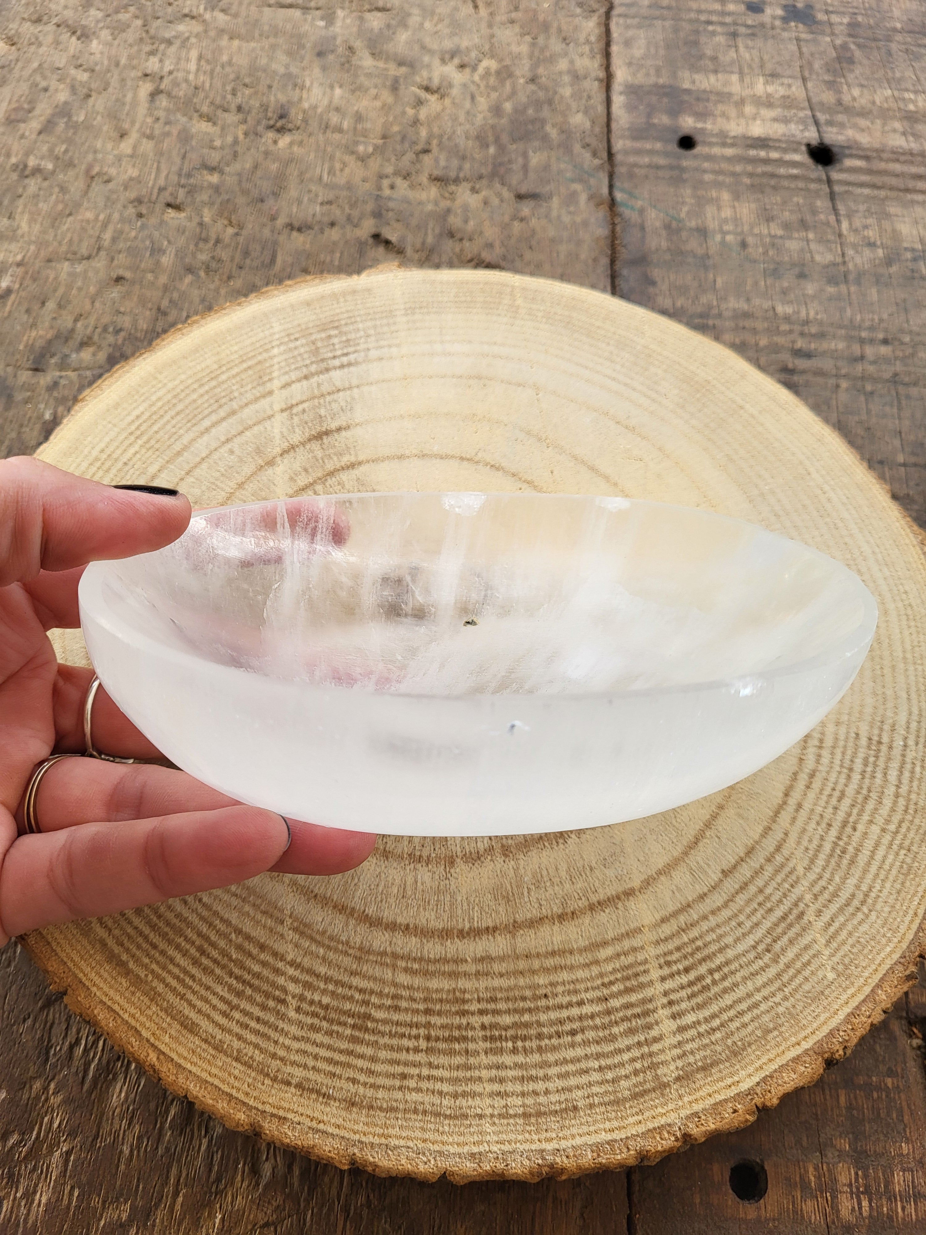 Cuenco de Selenita Oval Liso