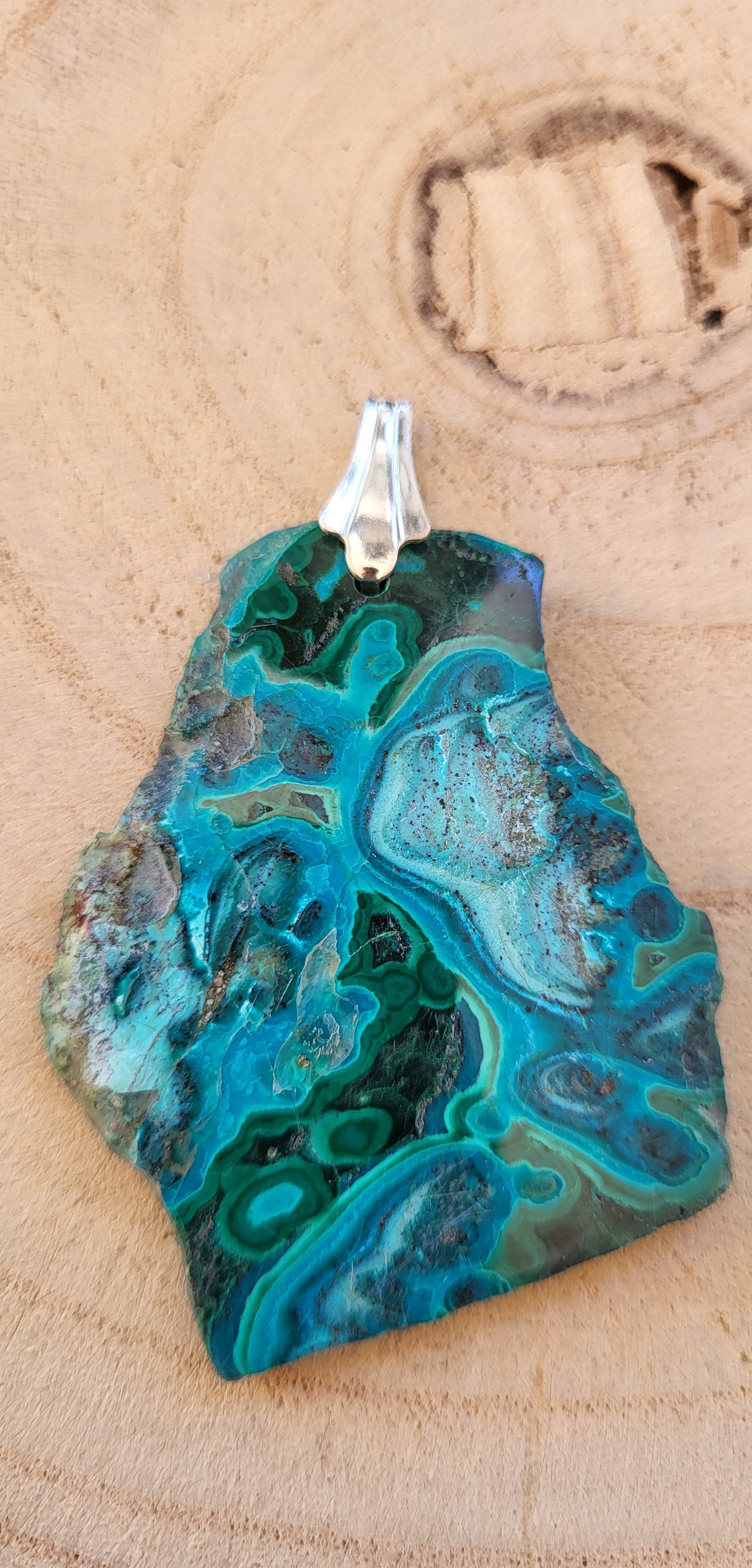 Colgante de Crisocola Natural en Plata