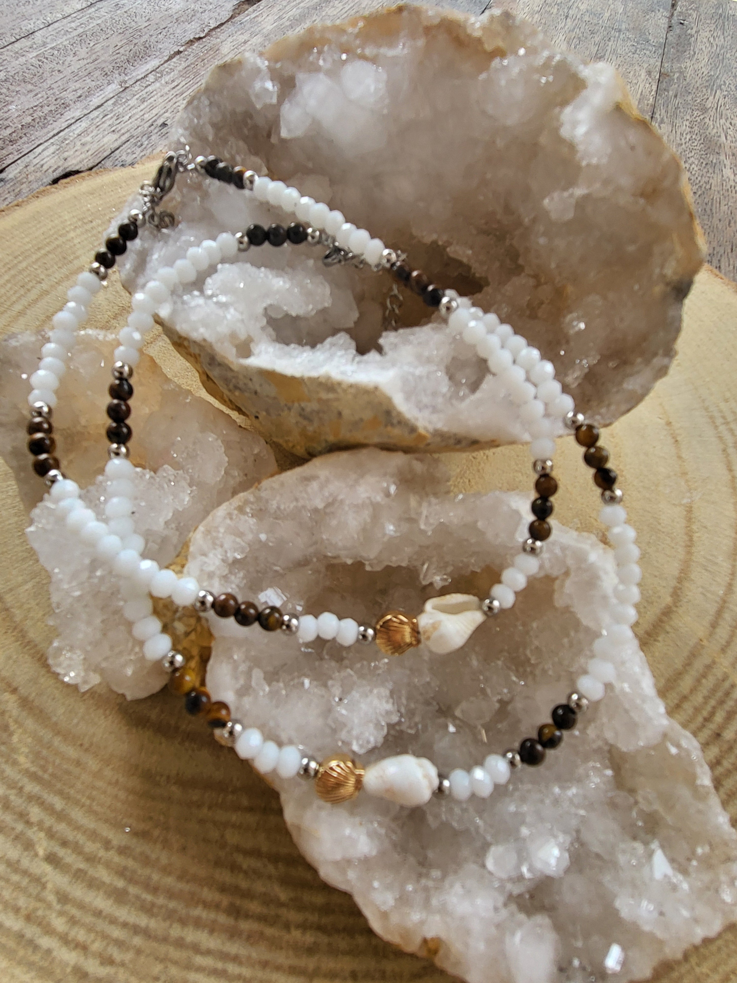 Tobillera de Jade Blanco y Ojo de Tigre – Serenidad, Confianza y Equilibrio Interior