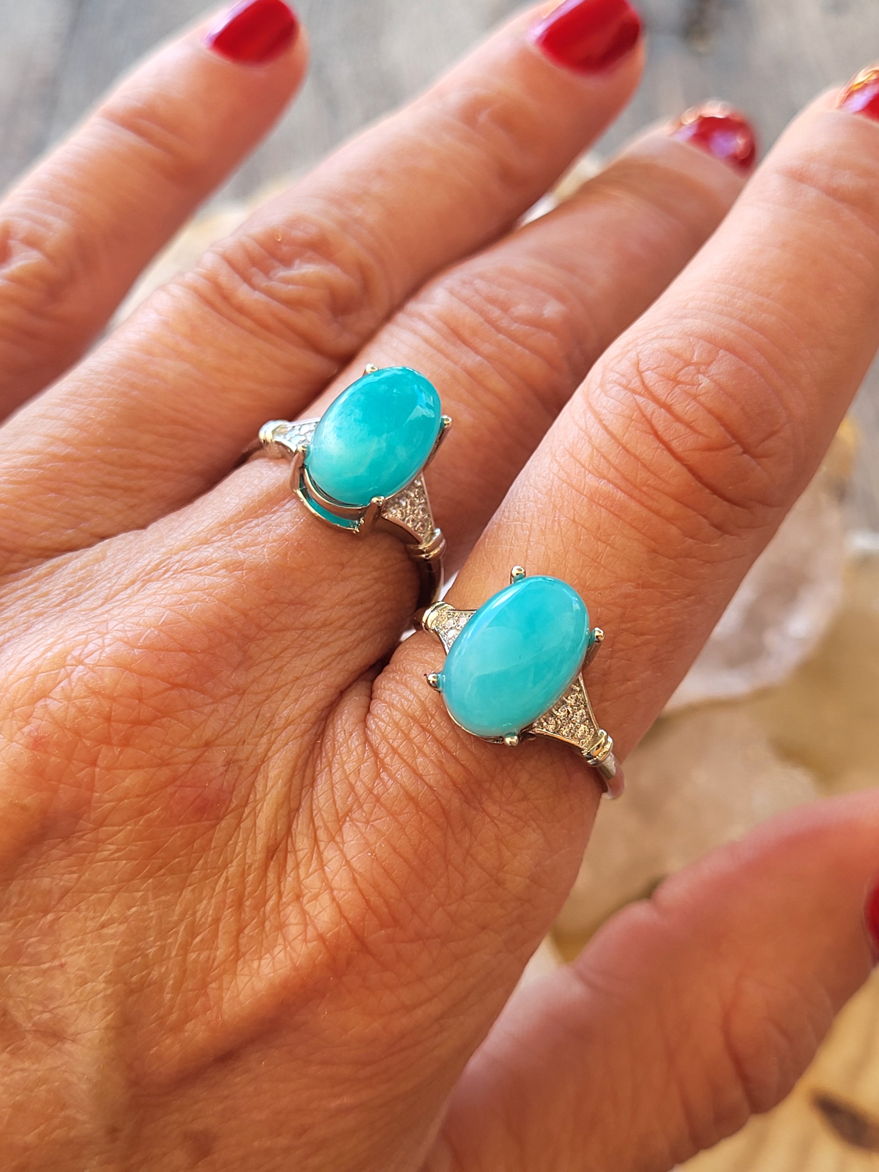 Anillo de Zamak con Amazonita Natural