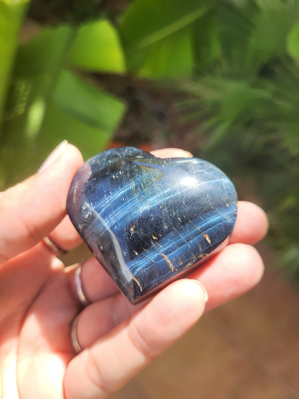 Corazón de Ojo de Tigre Azul