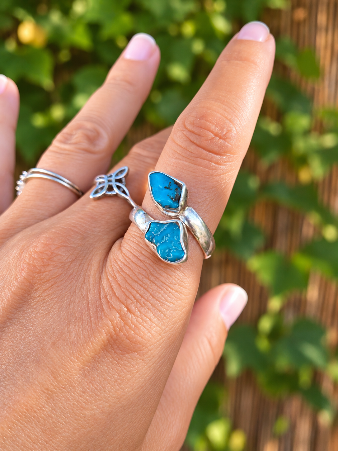 Anillo ajustable de Plata de Ley 925 con Turquesa