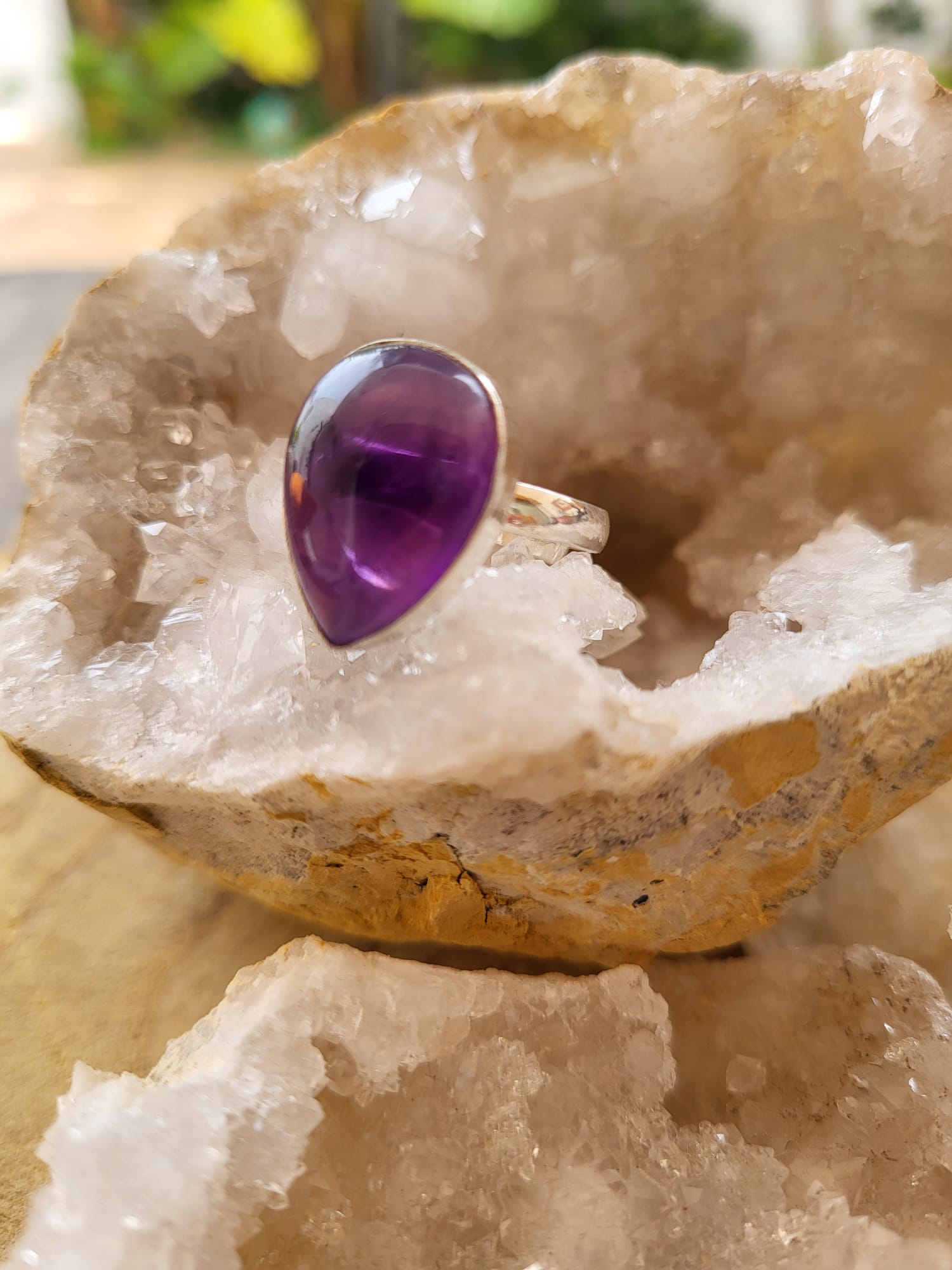 Anillo de Plata Germana con Amatista Gota Natural