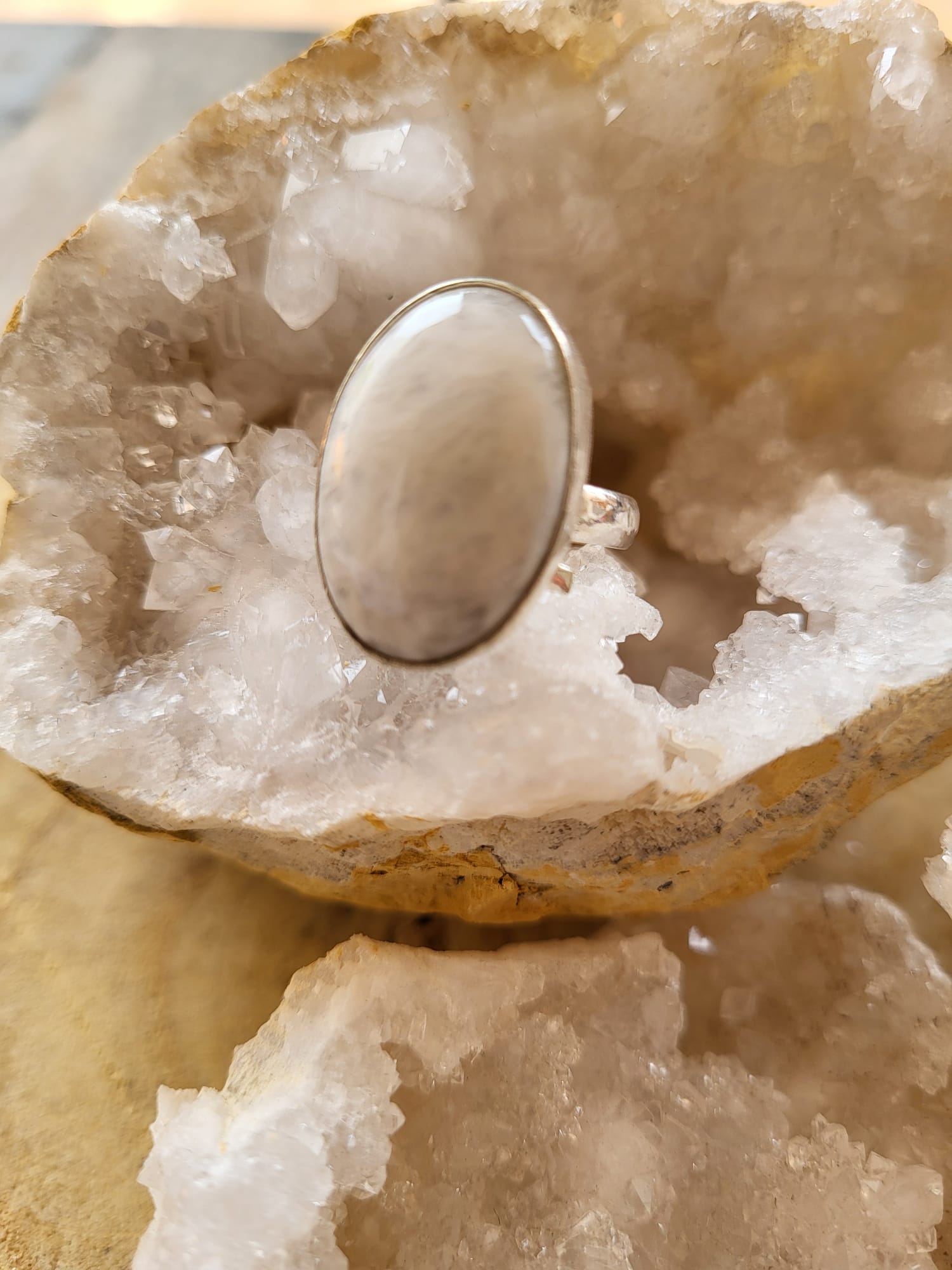Anillo de Plata Germana con Piedra Luna Natural