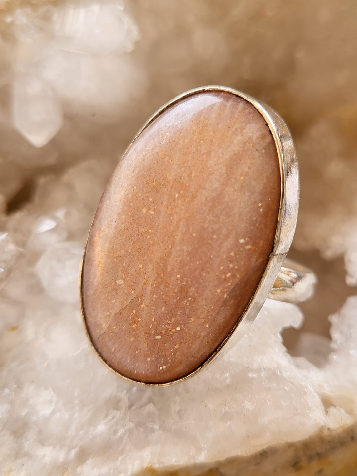 Anillo de Plata Germana con Piedra Sol Gota Natural