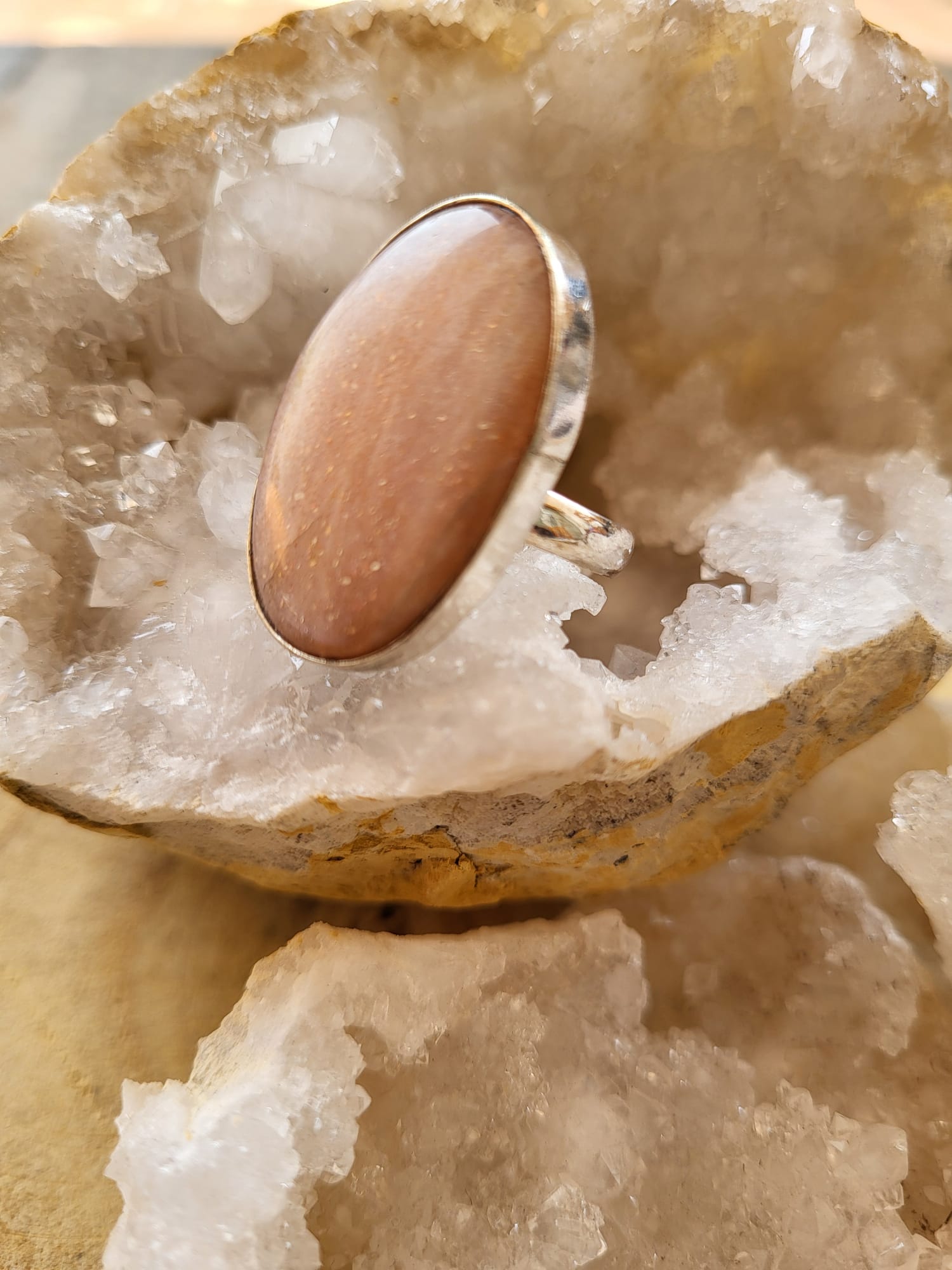 Anillo de Plata Germana con Piedra Sol Gota Natural