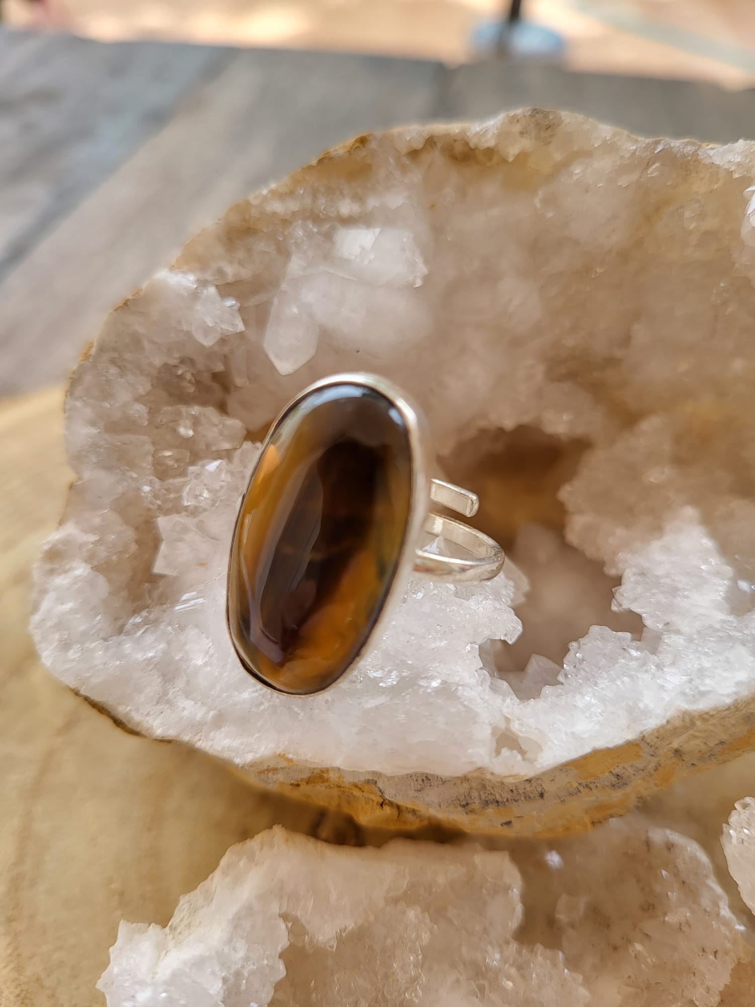 Anillo de Plata Germana con Ojo de Tigre Natural