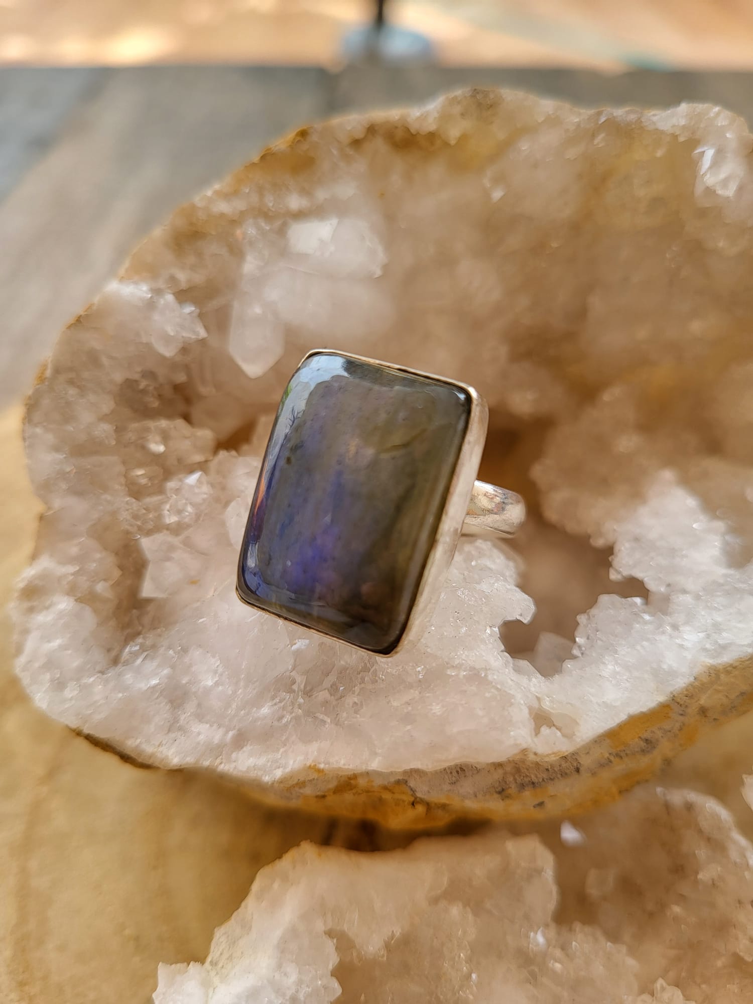 Anillo de Plata Germana con Labradorita Natural