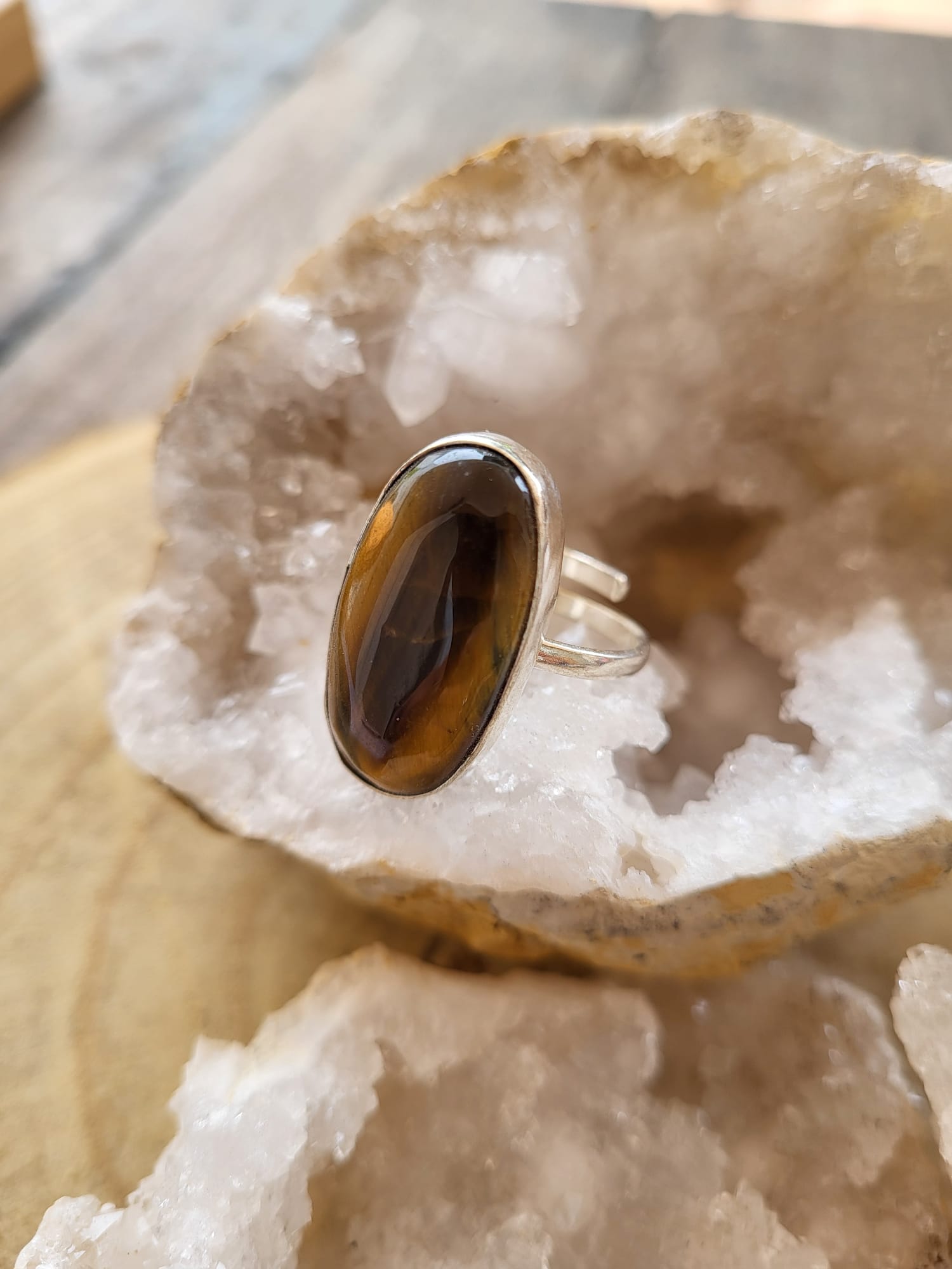 Anillo de Plata Germana con Ojo de Tigre Natural