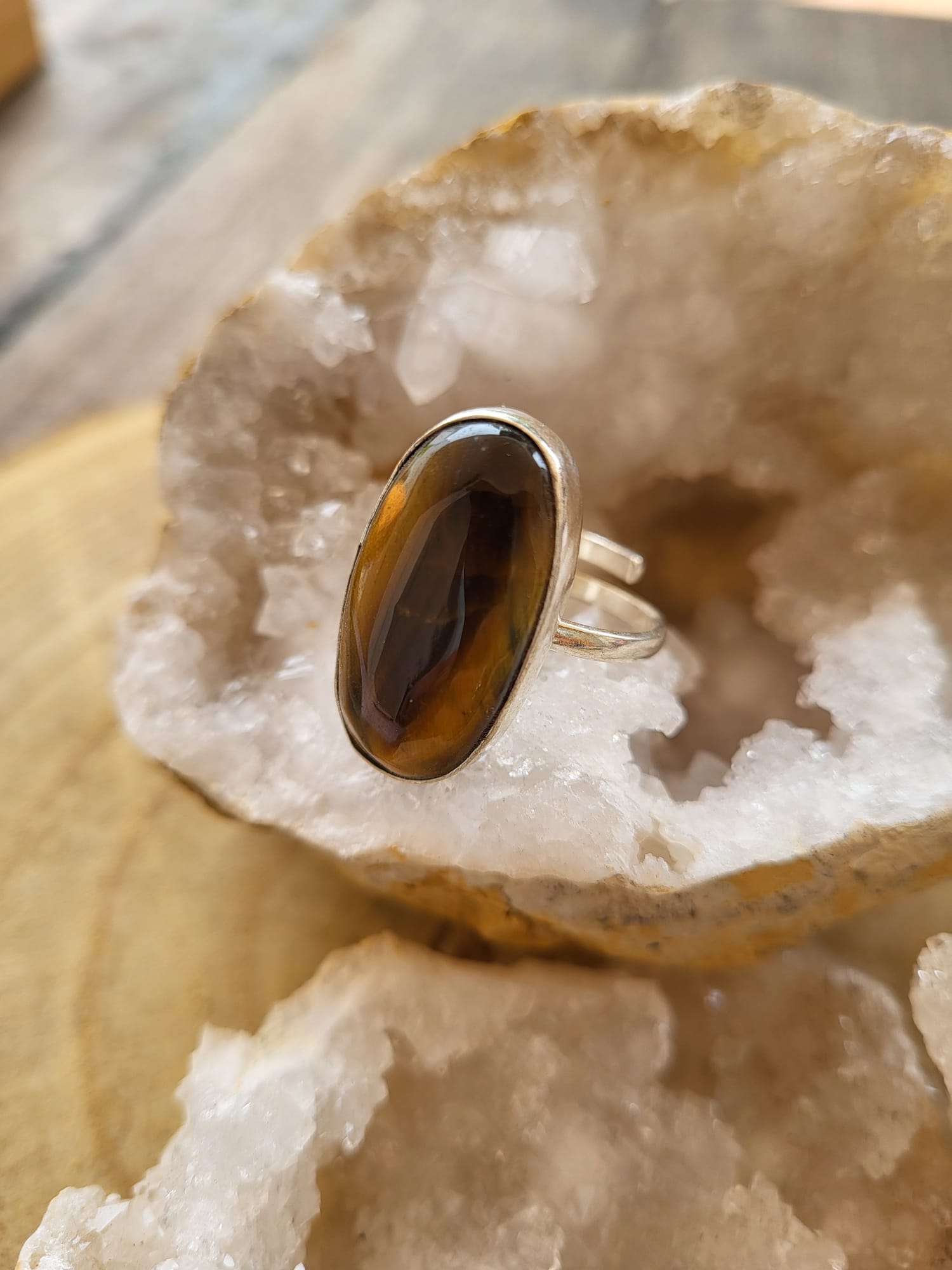 Anillo de Plata Germana con Ojo de Tigre Natural