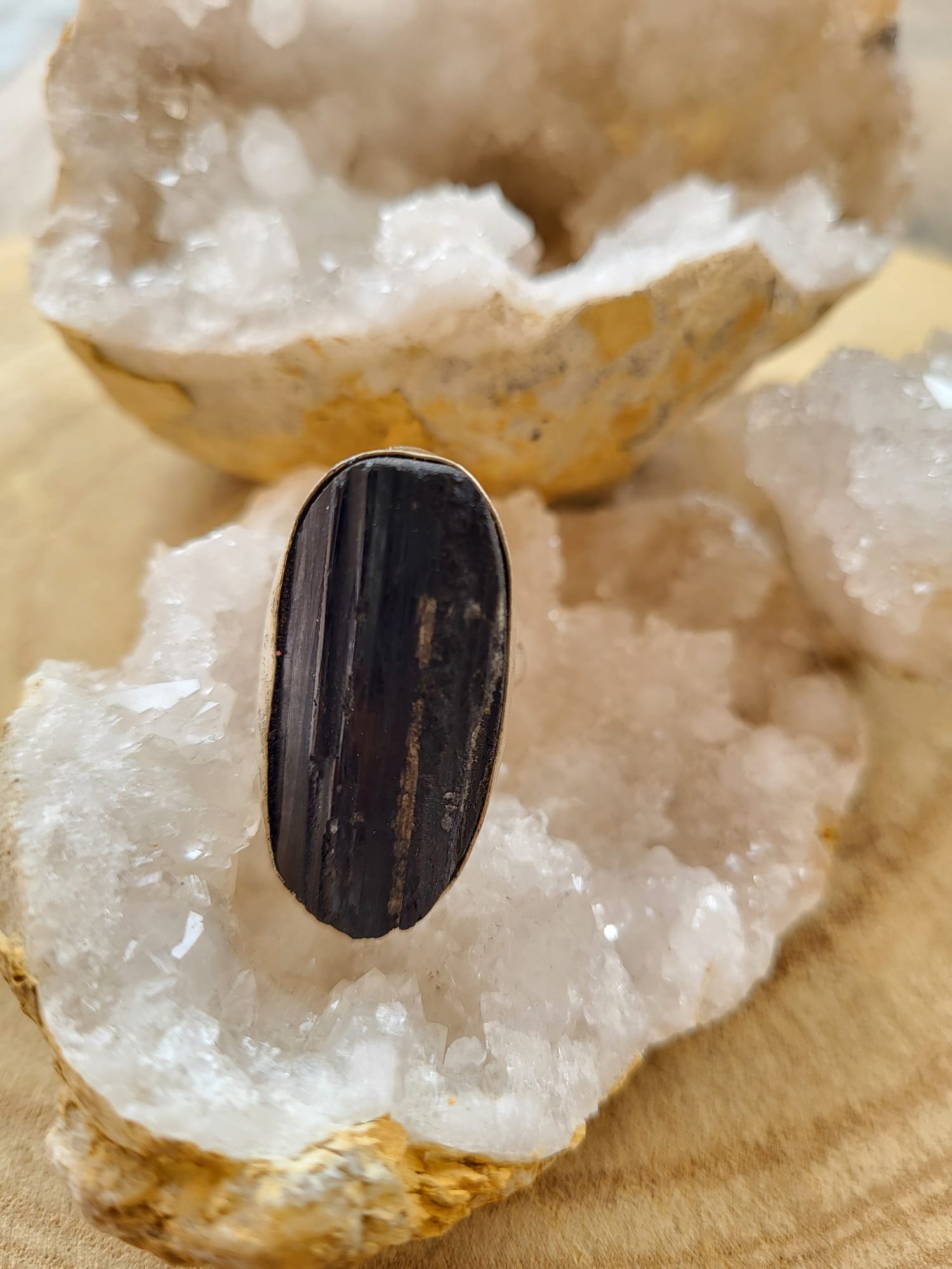 Anillo de Plata germana con Turmalina Natural