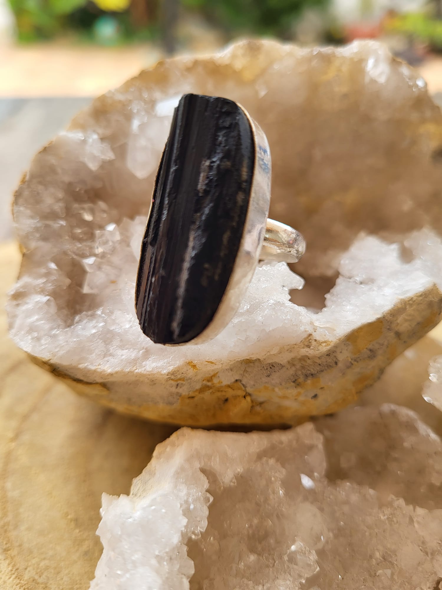Anillo de Plata germana con Turmalina Natural