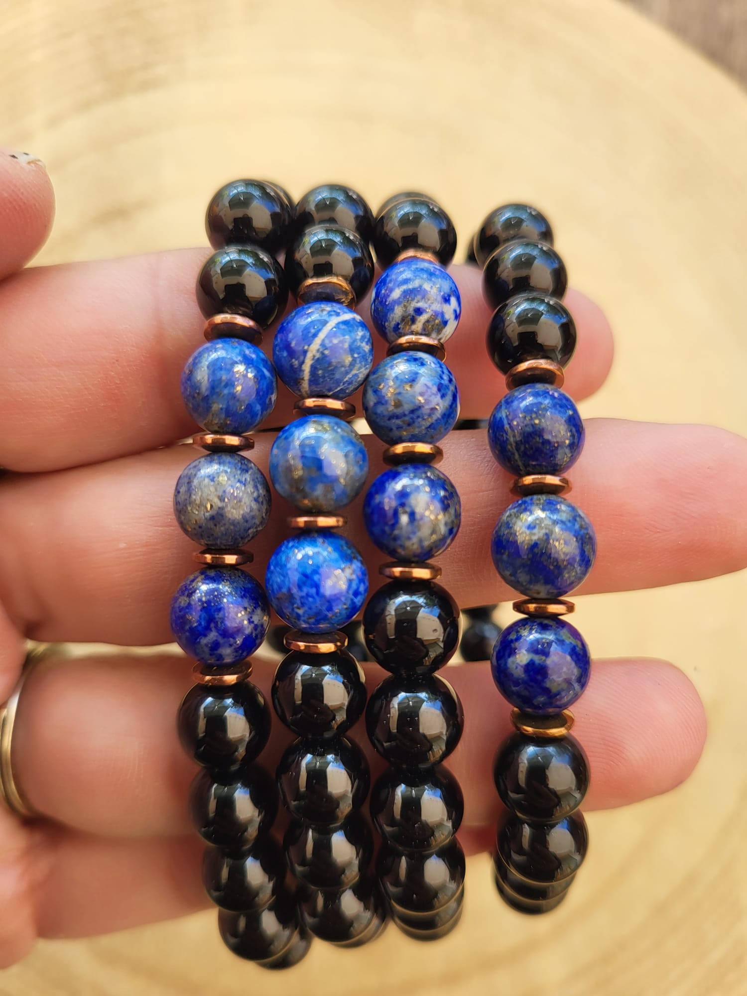 Pulsera de Turmalina y Lapislázuli – Protección, Intuición y Sabiduría Interior