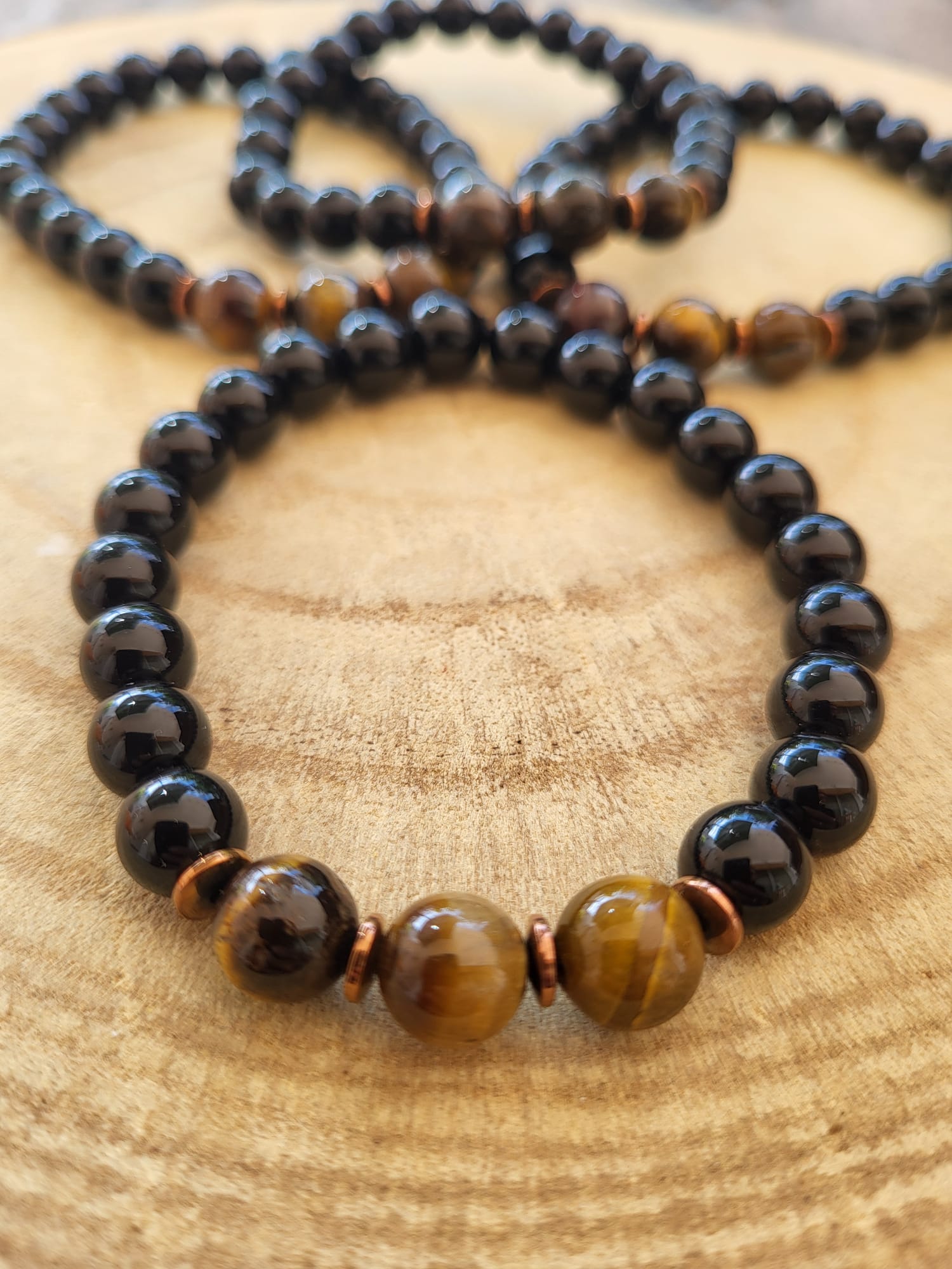 Pulsera de Turmalina y Ojo de Tigre – Protección, Confianza y Claridad Mental