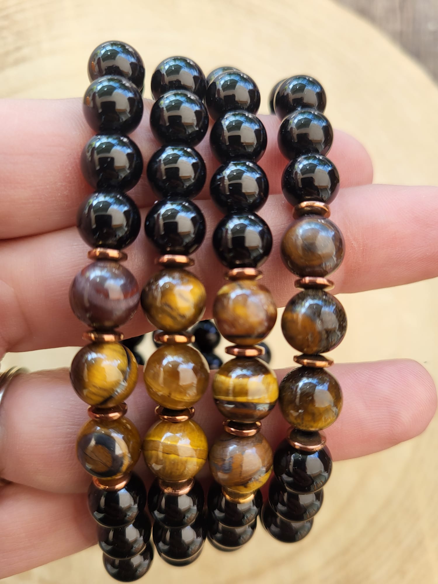 Pulsera de Turmalina y Ojo de Tigre – Protección, Confianza y Claridad Mental