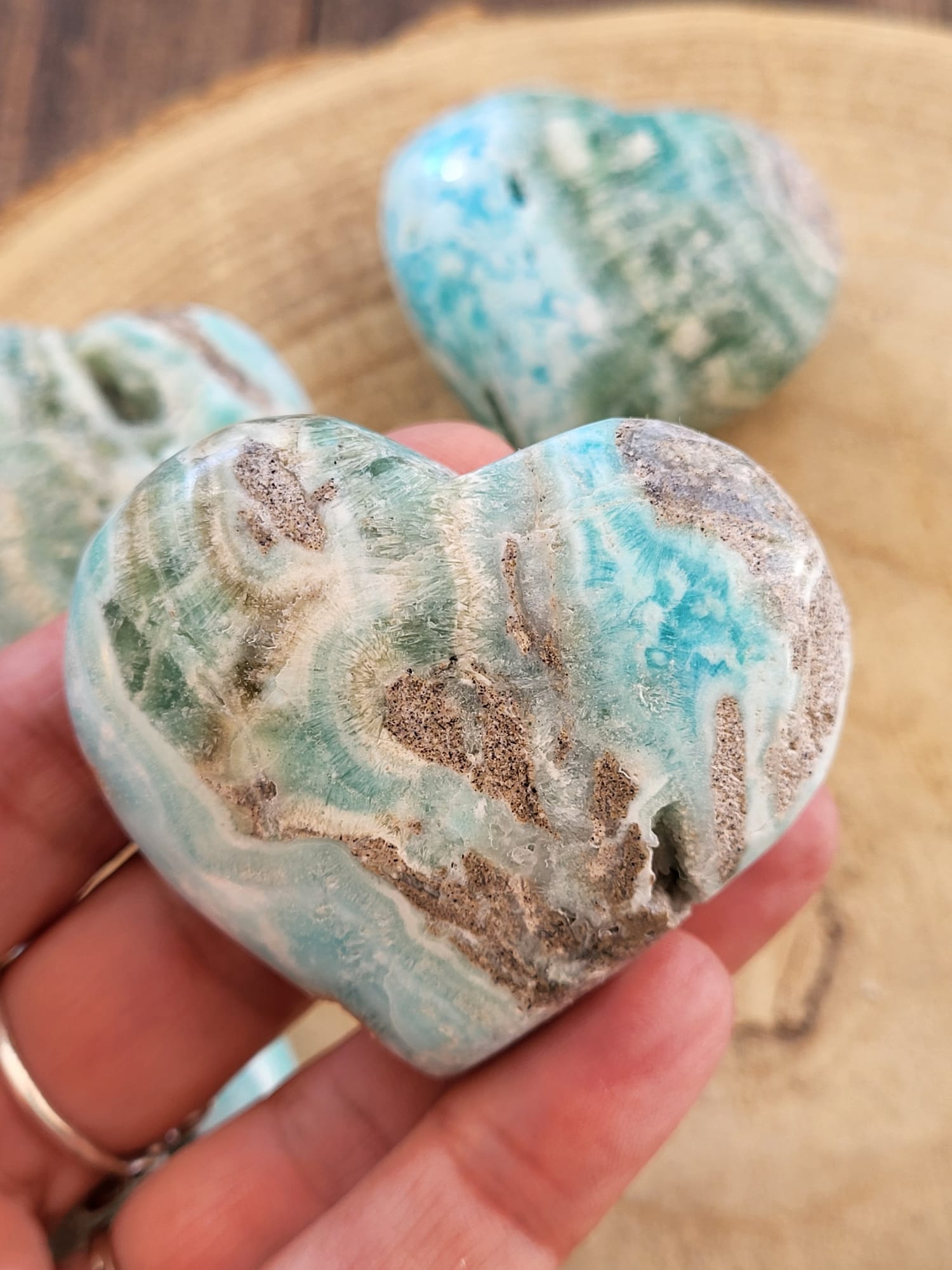 Corazón de Aragonito Azul