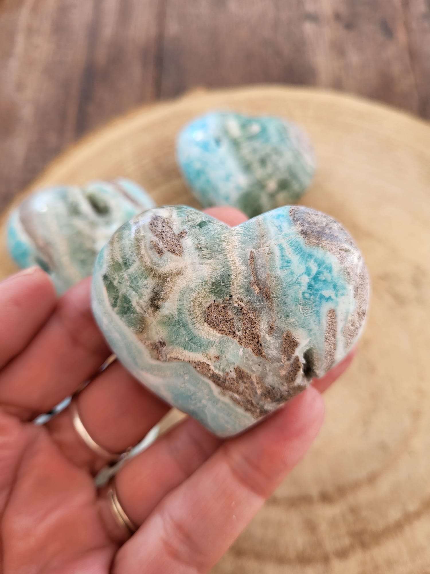 Corazón de Aragonito Azul