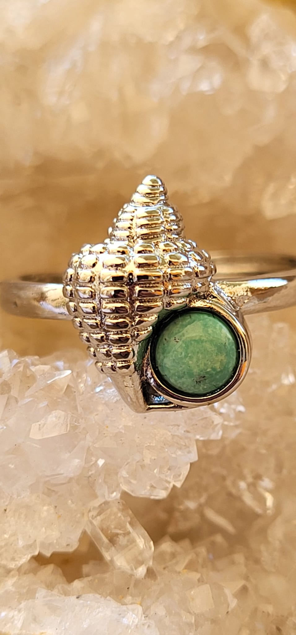 Anillo de Zamak Concha de Mar con Turquesa Natural