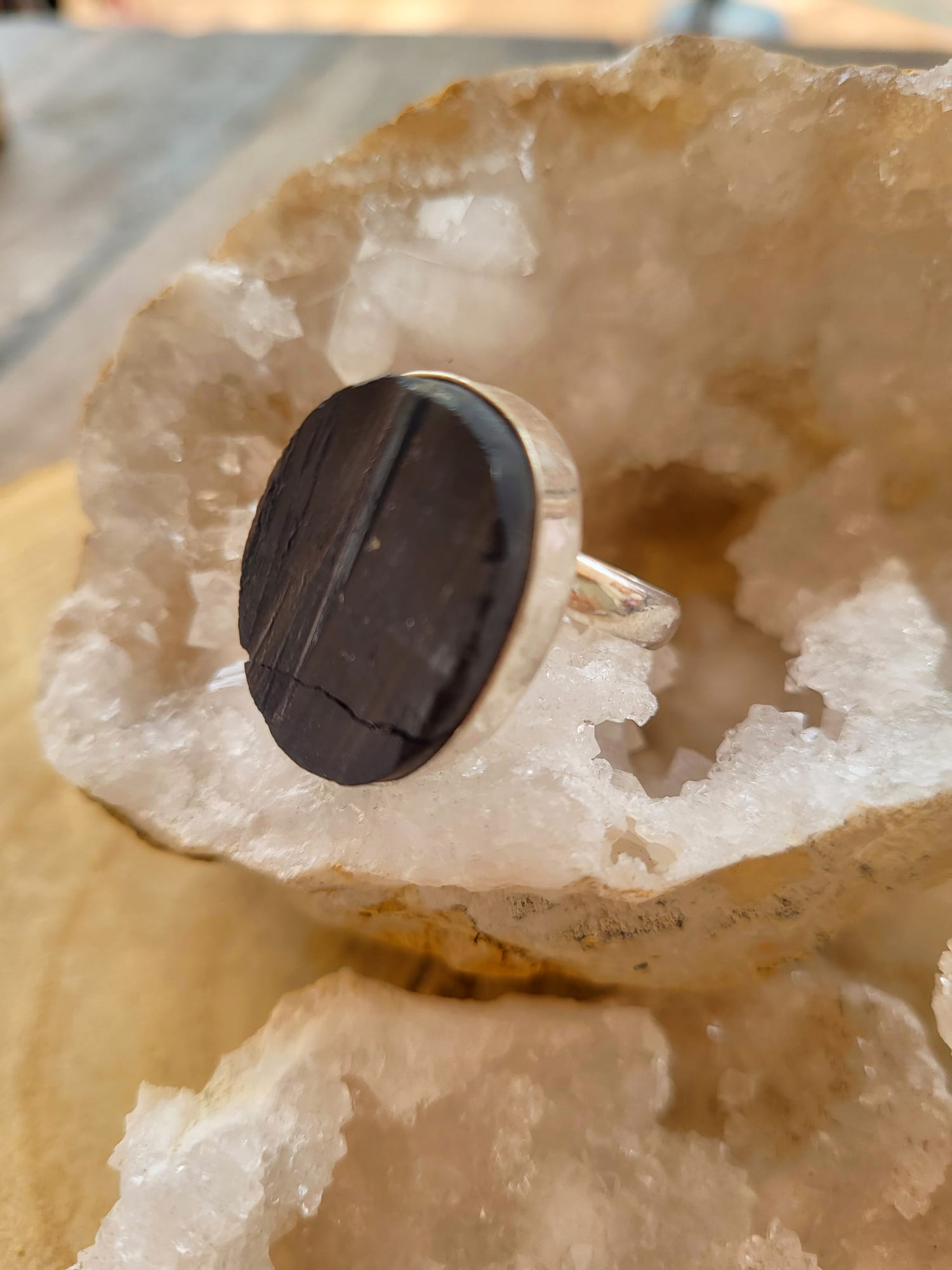 Anillo de Plata germana con Turmalina Natural