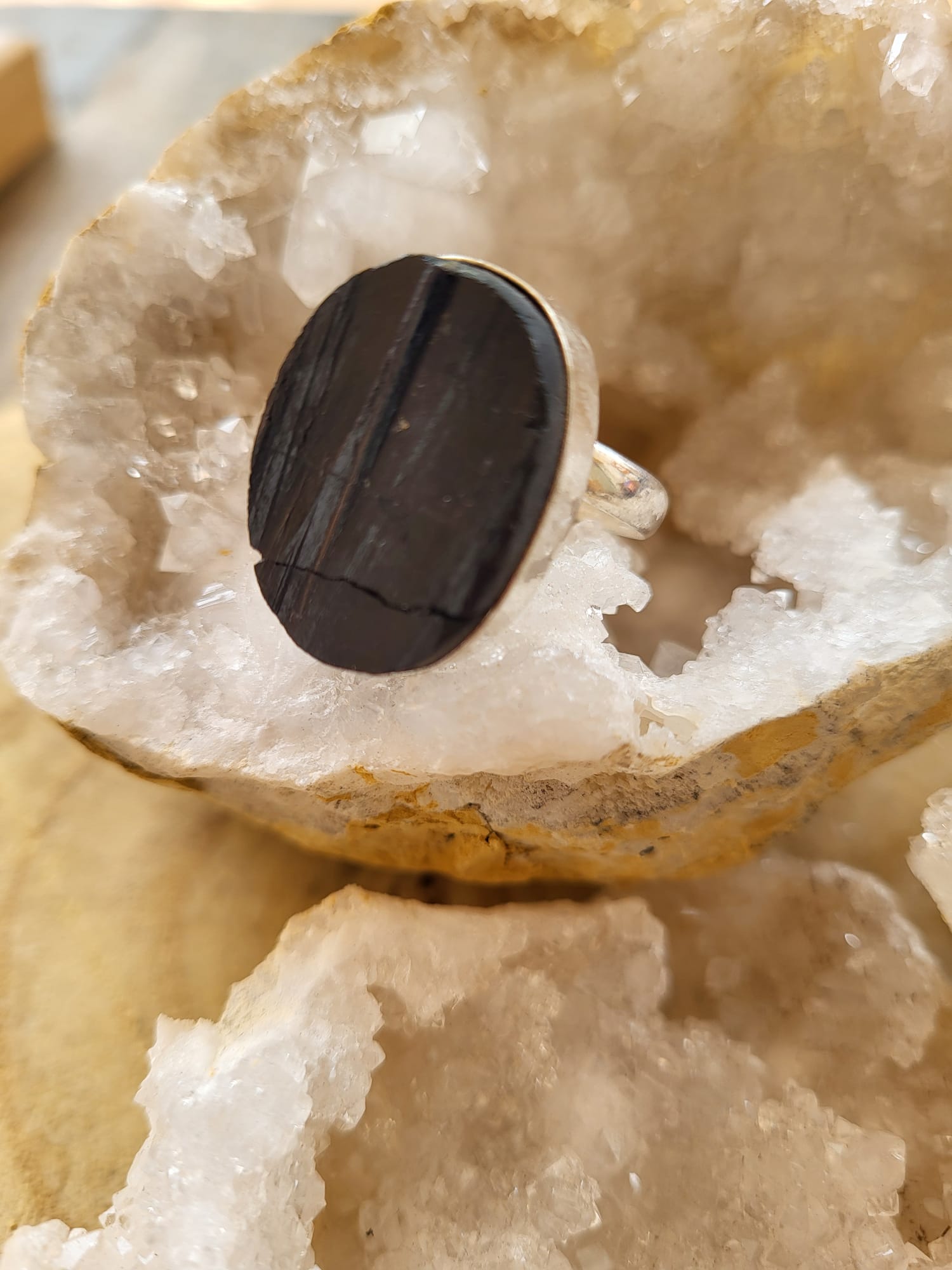 Anillo de Plata germana con Turmalina Natural